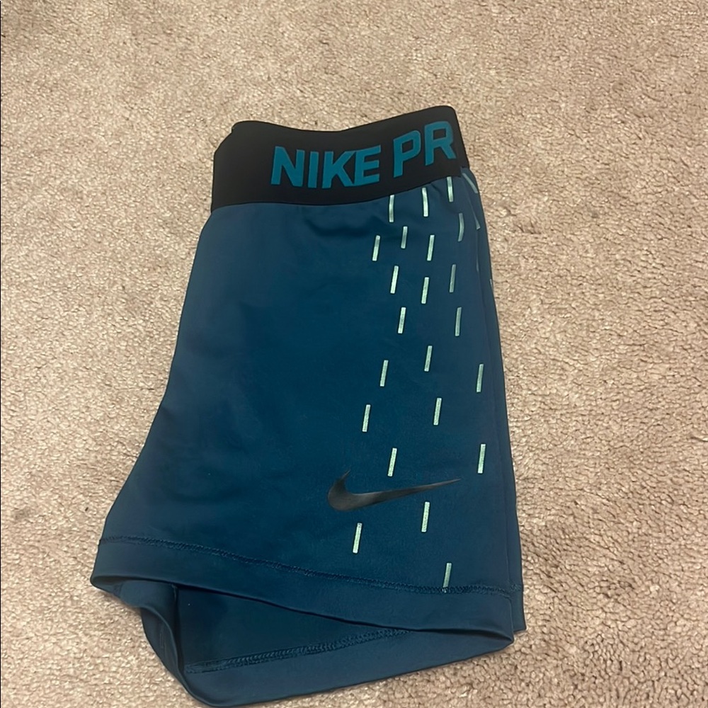 Nike Pro Teal and Black Performance Spandex shorts